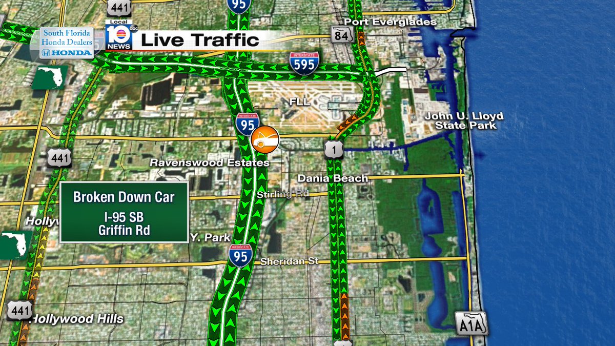 Broken downc ar on I-95 SB and Griffin Rd #TRAFFIC https://t.co/BhE62x0ttB