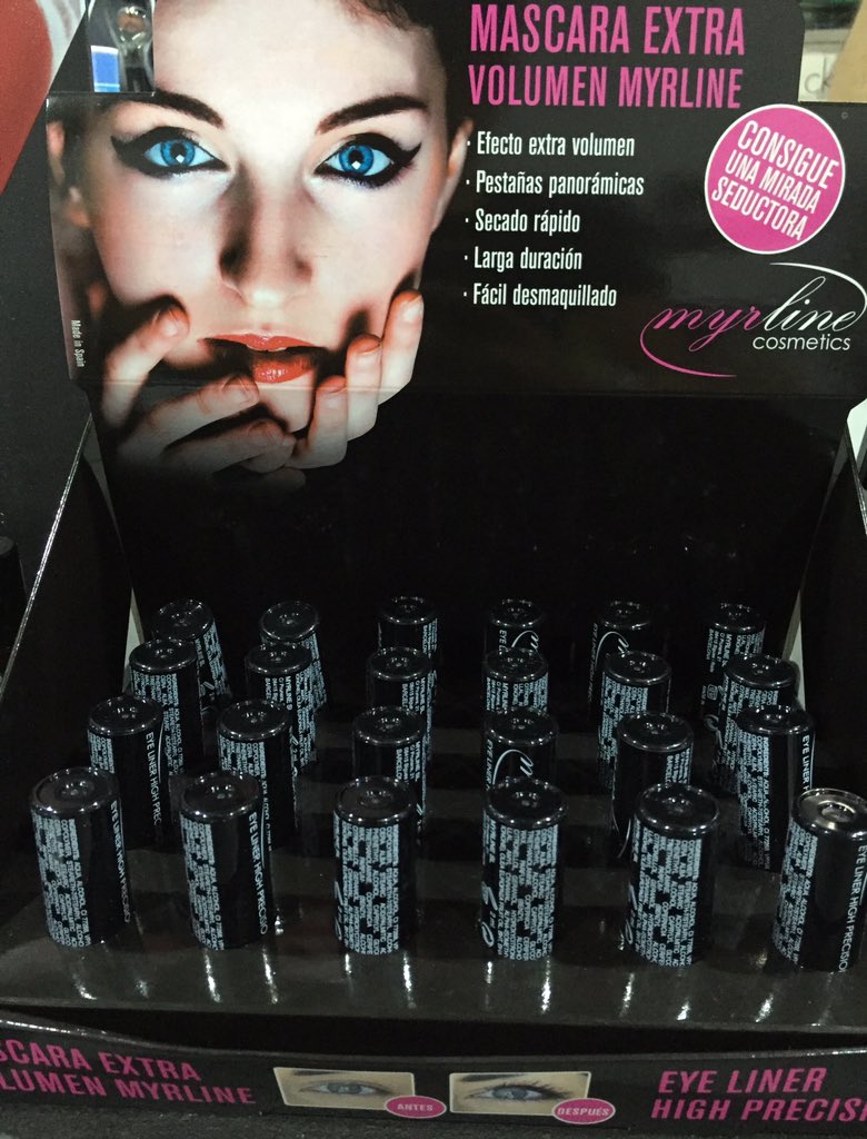 VBPerfums's tweet photo. Quieres conseguir una mirada seductora? Máscara extra volumen Myrlines! Ya en V&amp;B a solo 3€! #ofertas #santboi https://t.co/rUPFw6HfP8