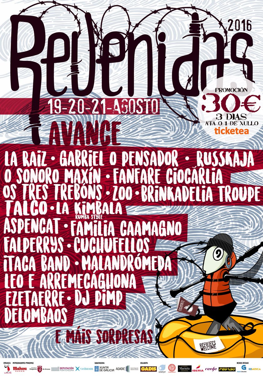 Revenidas's tweet photo. Ide quentando motores que este ano promete! Comparte cartel e entra no sorteo de 2 bonos! #Ríasbaixasfest https://t.co/8VxpzWU62c