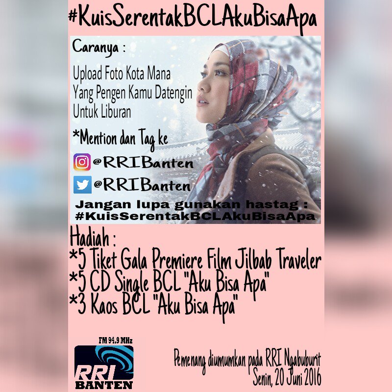 RRIBanten's tweet photo. Masih bisa ikutan loh #KuisSerentakBCLAkuBisaApa https://t.co/NHLNzDCAYR