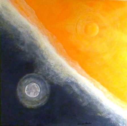 Happy 1'st day of Summer "Sun Meets Moon" one of my paintings in celebration of the Summer Solstice #louisebotha