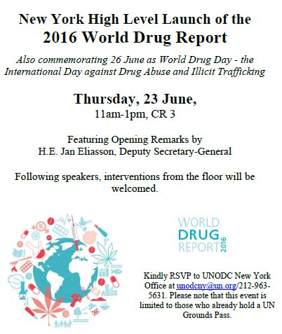 UNODC New York Office (@unodcnewyork) on Twitter photo Launch of <a href="/UNODC/">UN Office on Drugs & Crime</a> 2016 #WorldDrugReport this Thus 23 June <a href="/UN/">United Nations</a>; Impact of World Drug Problem on #SDGs <a href="/GlobalGoalsUN/">Global Goals</a> Launch of <a href="/UNODC/">UN Office on Drugs & Crime</a> 2016 #WorldDrugReport this Thus 23 June <a href="/UN/">United Nations</a>; Impact of World Drug Problem on #SDGs <a href="/GlobalGoalsUN/">Global Goals</a>