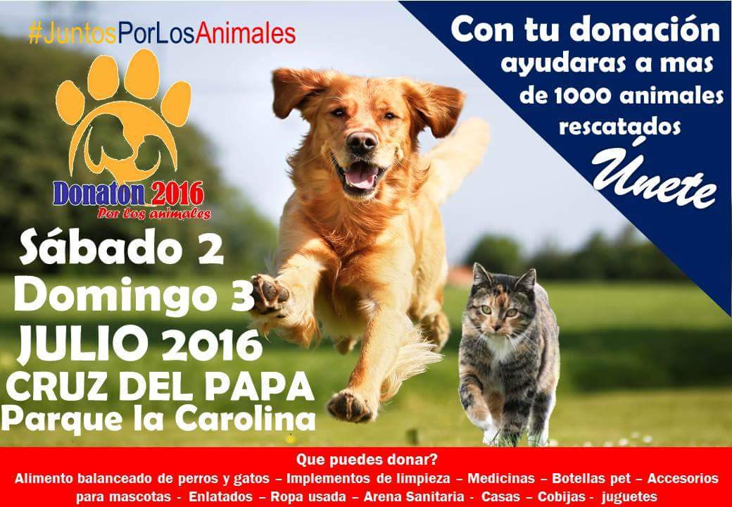 Quito se une por los animales #Juntosporlosanimales te esperamos sábado 2 y domingo 3 de Julio