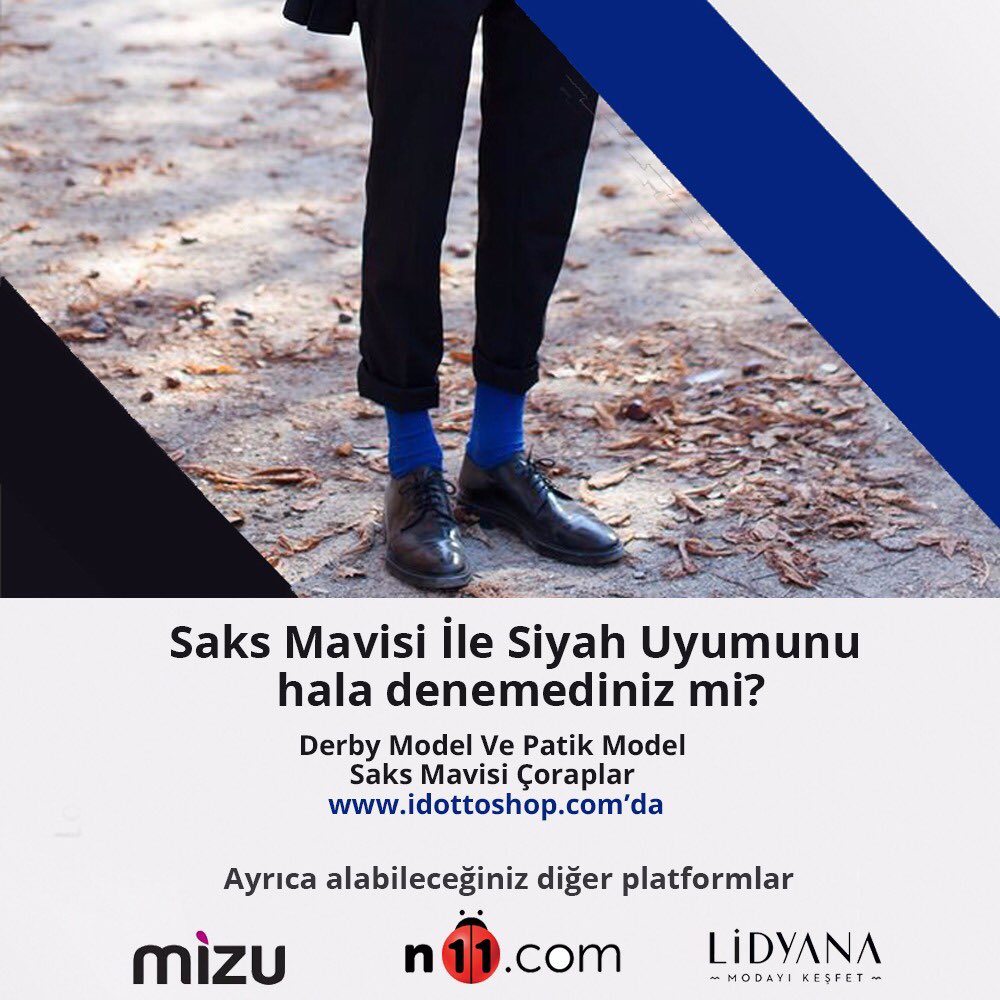 Saks mavisi ile siyah uyumunu denediniz mi? Küçük bir adım atın o halde. 
idottoshop.com