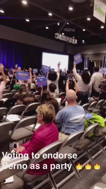 Libertea2012's tweet photo. RT: #WADemCon crowd going wild after vote to add our endorsement of @BernieSanders to the platform… #BernieStrong https://t.co/OoRwF4l8IP