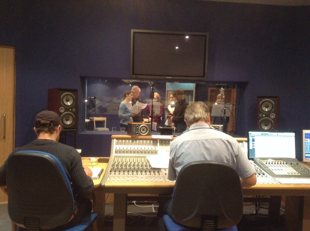 TheRadioGym's tweet photo. Radio Gym in session @The_Soundhouse with @Rikkilawton directing and awesome Phil on the controls :) #loveradiodrama https://t.co/jJfpB48O36