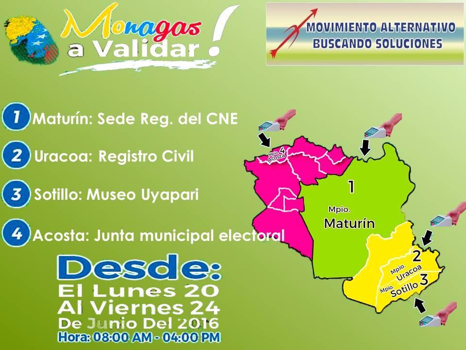 Warner_Jimenez's tweet photo. 8:00 AM, ya arrancó formalmente proceso de #ValidacionDeFirmas, les dejo gráfica con sitios para ello en MONAGAS https://t.co/pfsYvQ7g05