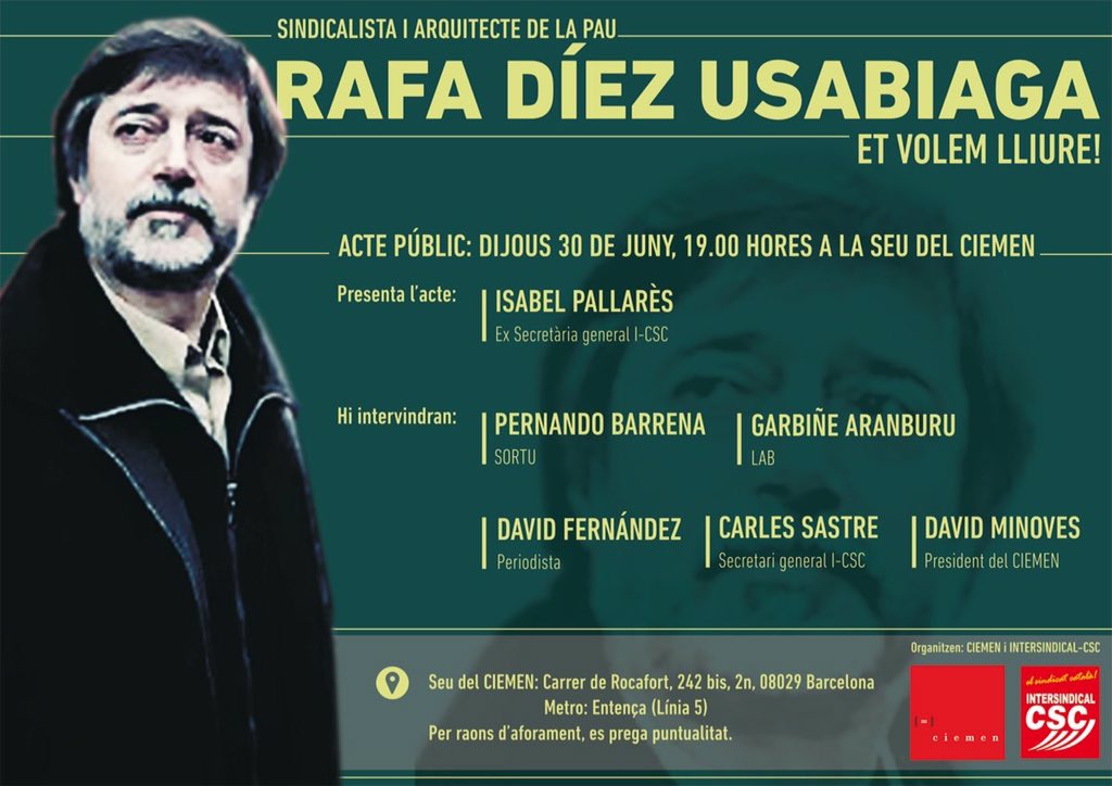 BIDEOA | Rafa Diezen askatzea eskatzeko ekimena ekainaren 30ean Bartzelonan
youtu.be/C5LvcqeVwNw