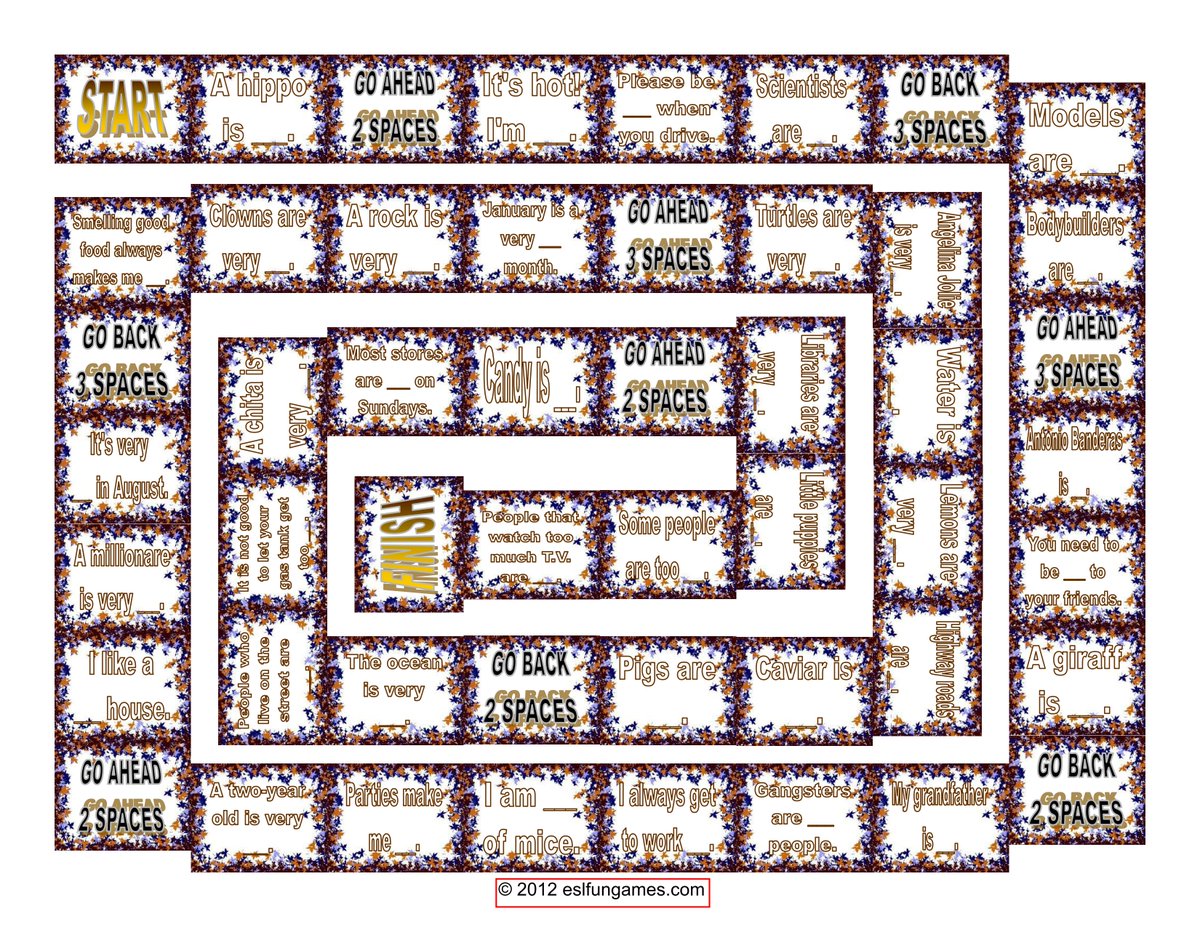 ESLFunGames2016's tweet image. Download the Adjectives Board Game free sample at:  eslfungames.com