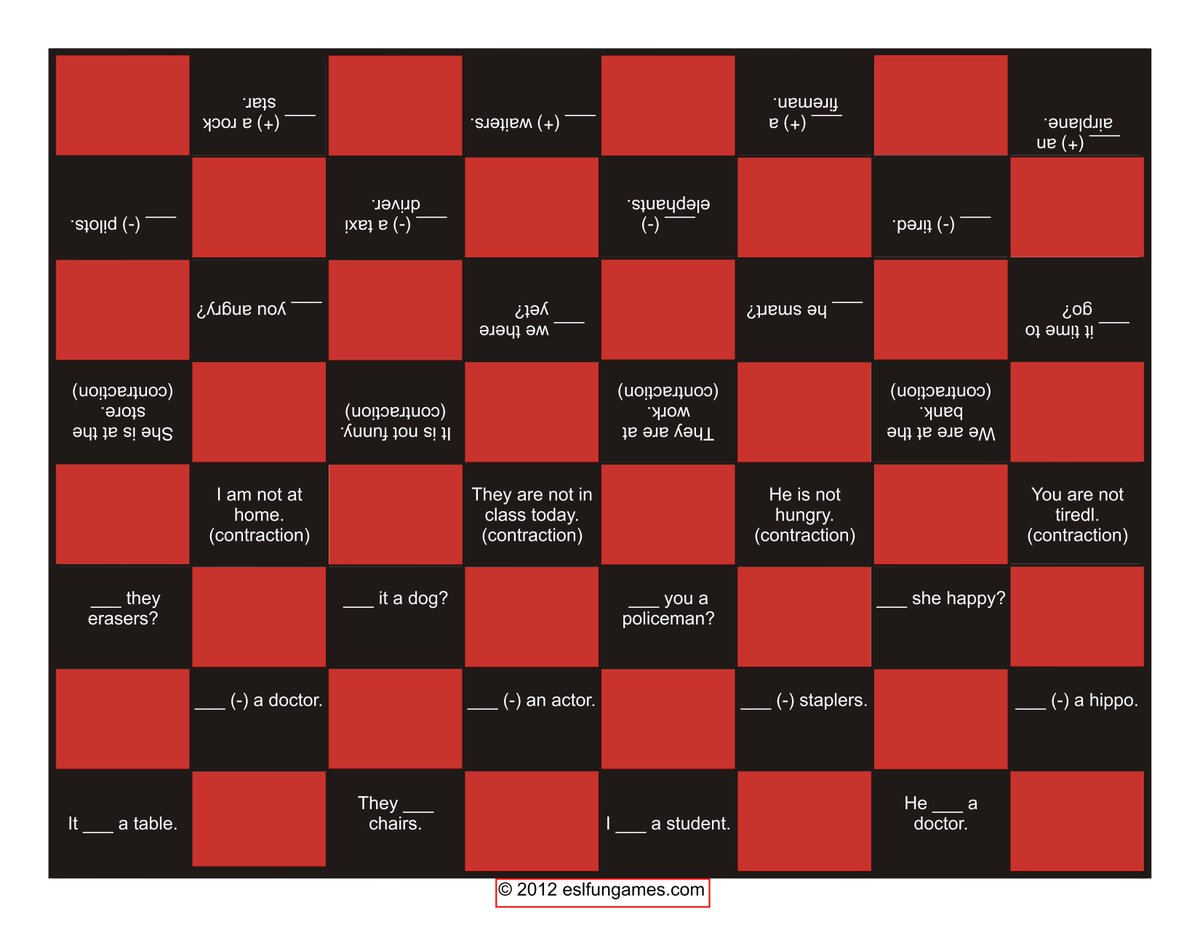 ESLFunGames2016's tweet image. Download Present Simple Verb Be Checker Board Game Free Sample at:  eslfungames.com (checkers included)
