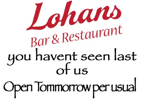 <a href="/LohansSalthill/">Lohans Salthill</a> <a href="/GalwayHour/">Galway Hour</a> Open tomorrow per usual.
#lohansSalthill #galwayhour