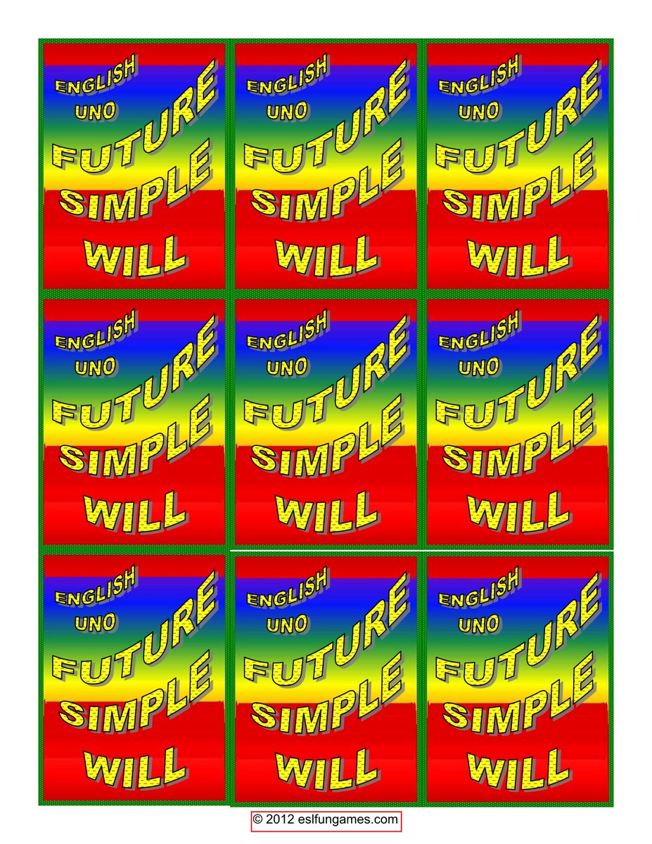 ESLFunGames2016's tweet image. Download Future Simple with Will UNO Card Game at:  eslfungames.com