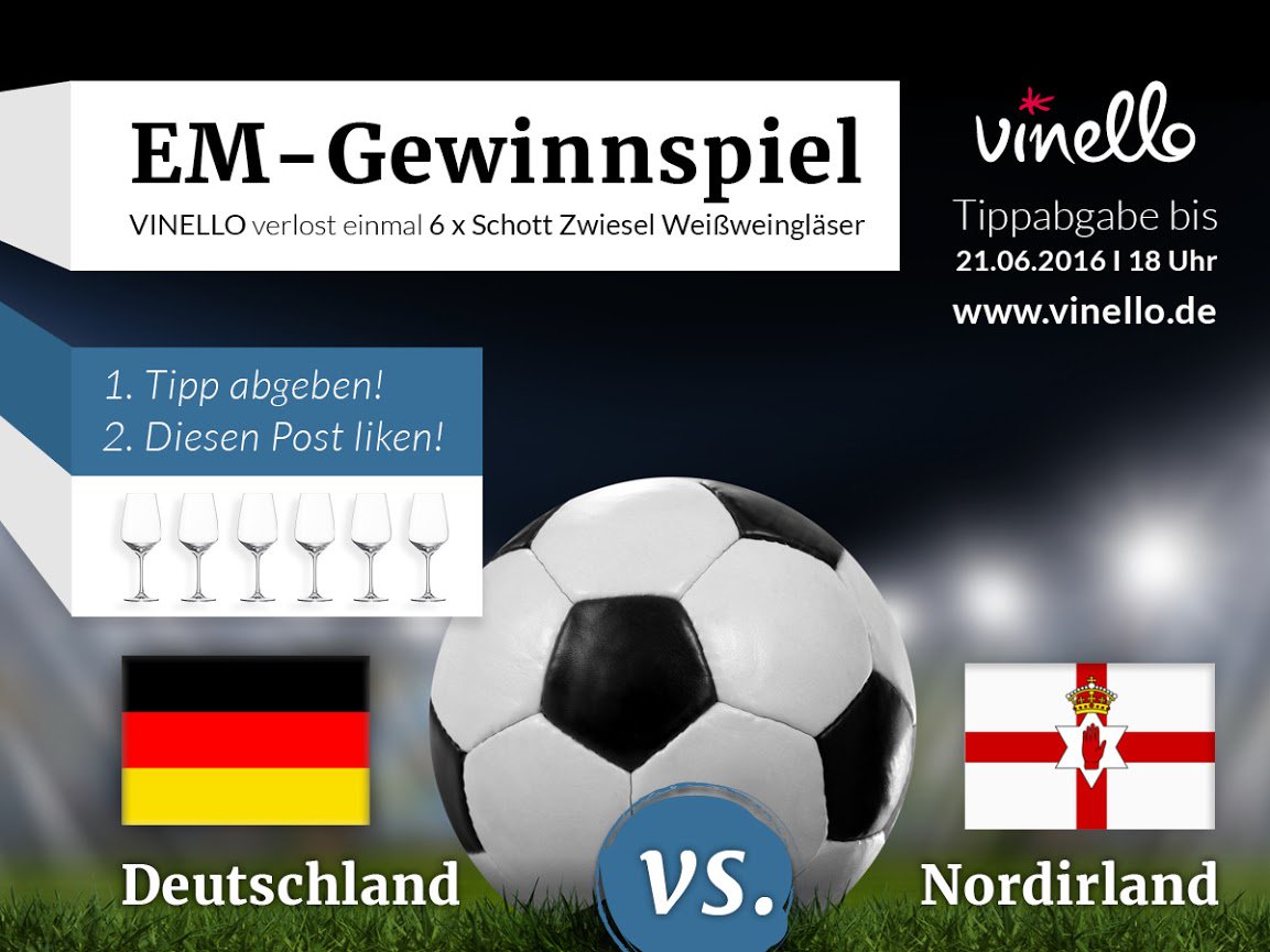 Gewinne mit deinem Spiel-Tipp 6 SCHOTT ZWIESEL WEIßWEINGLÄSER auf Facebook! Mehr Infos unter facebook.com/vinello.de/