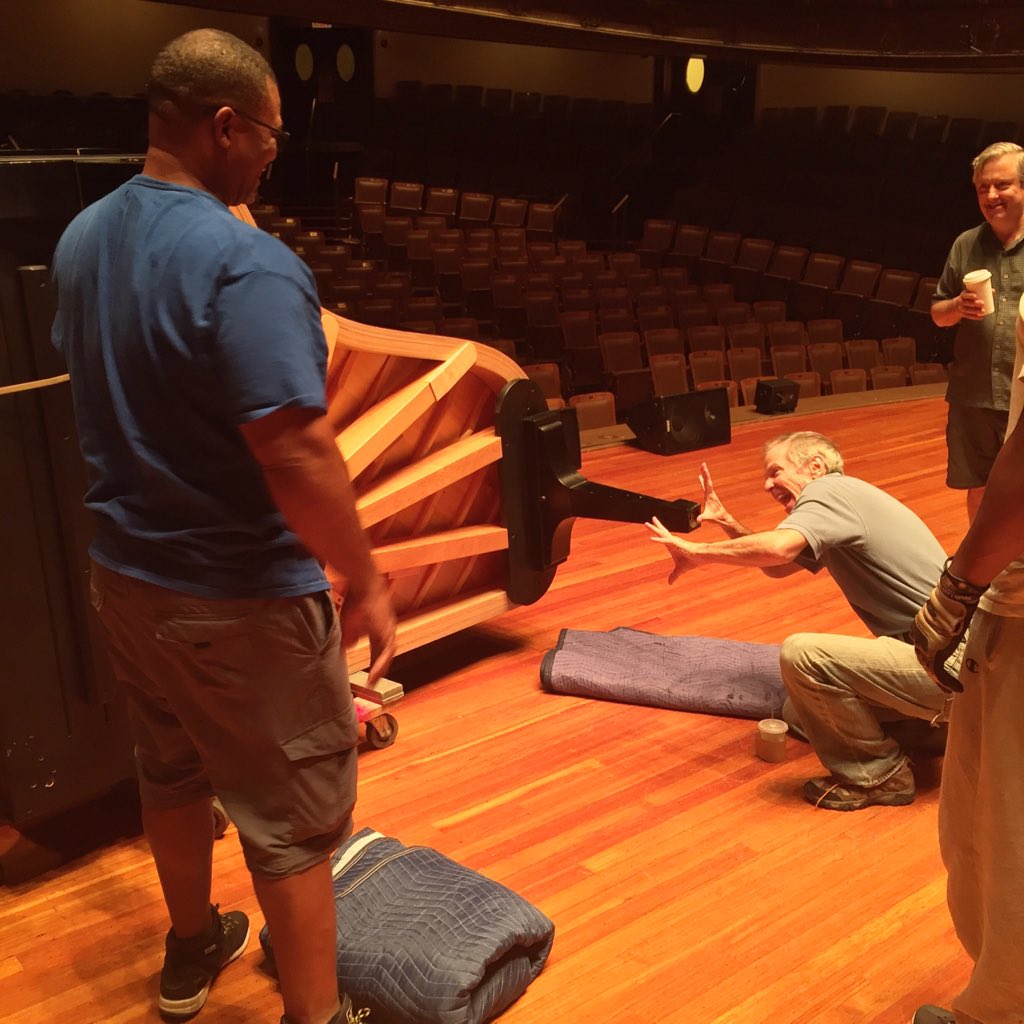 necmusic's tweet photo. Pianos being moved into Jordan Hall for tonight's Reich Music for 18 Musicians. #sicpp #necmusic https://t.co/4jcp6icw9k
