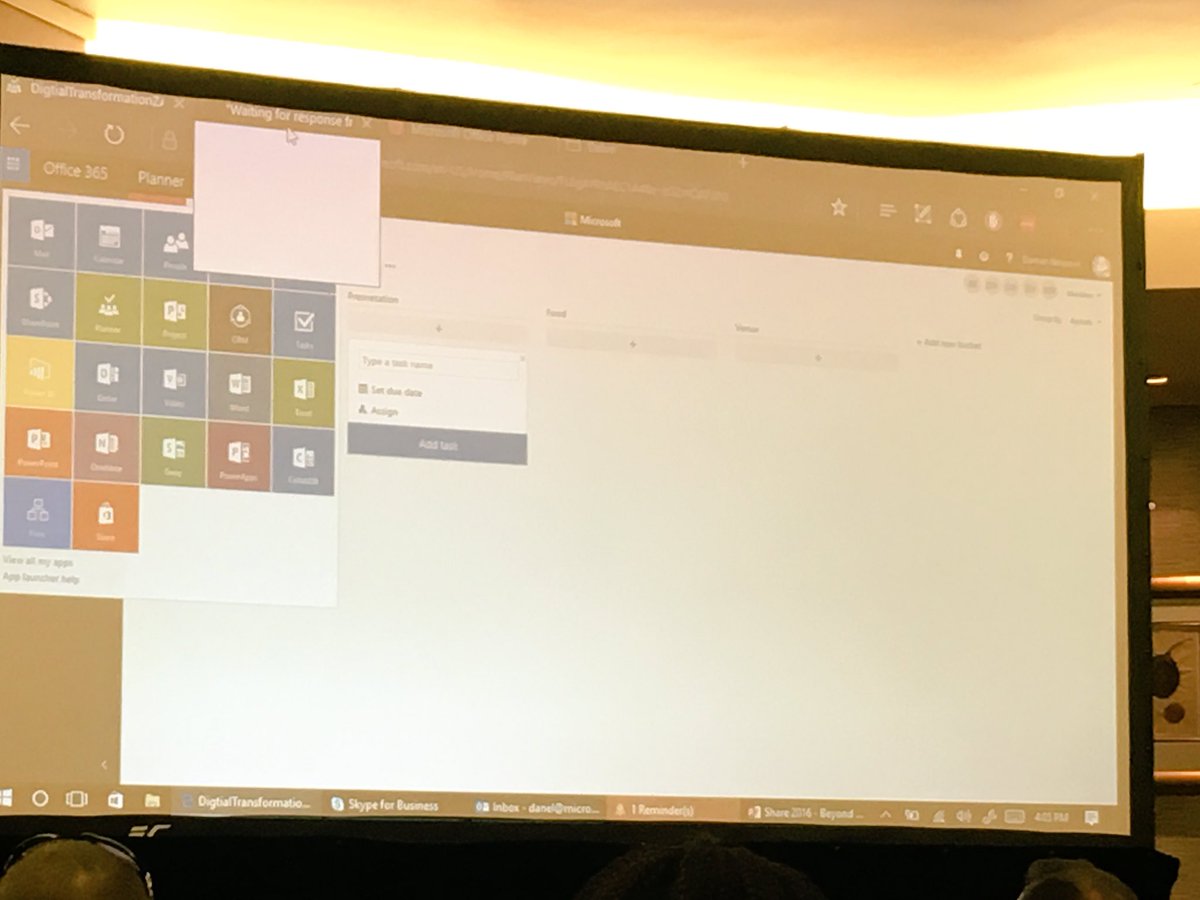 MicrosoftSA's tweet photo. .@DjNelsonZA illustrating a demo on Groups in #Office365 at the #ShareConference #Share4Biz https://t.co/vGEtdtlSq6