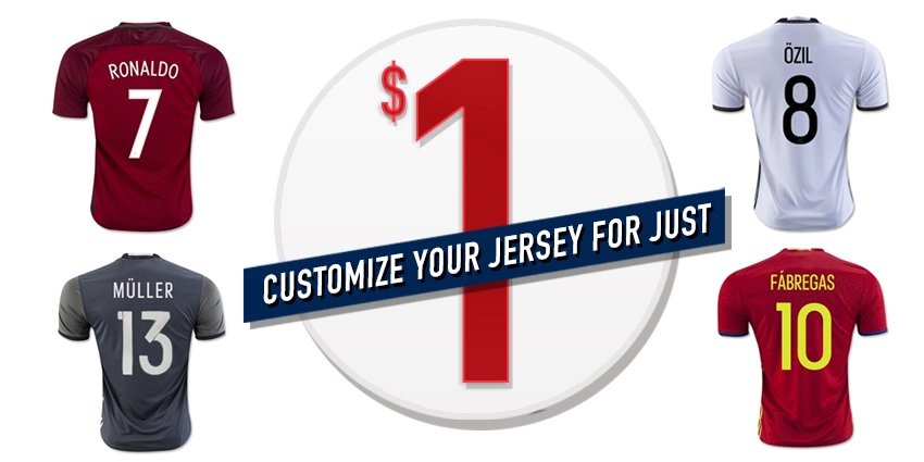 #EURO2016 Offer!

Enjoy $1 authentic customization on select Euro 2016 jerseys now: sc.cr/28J7t2T