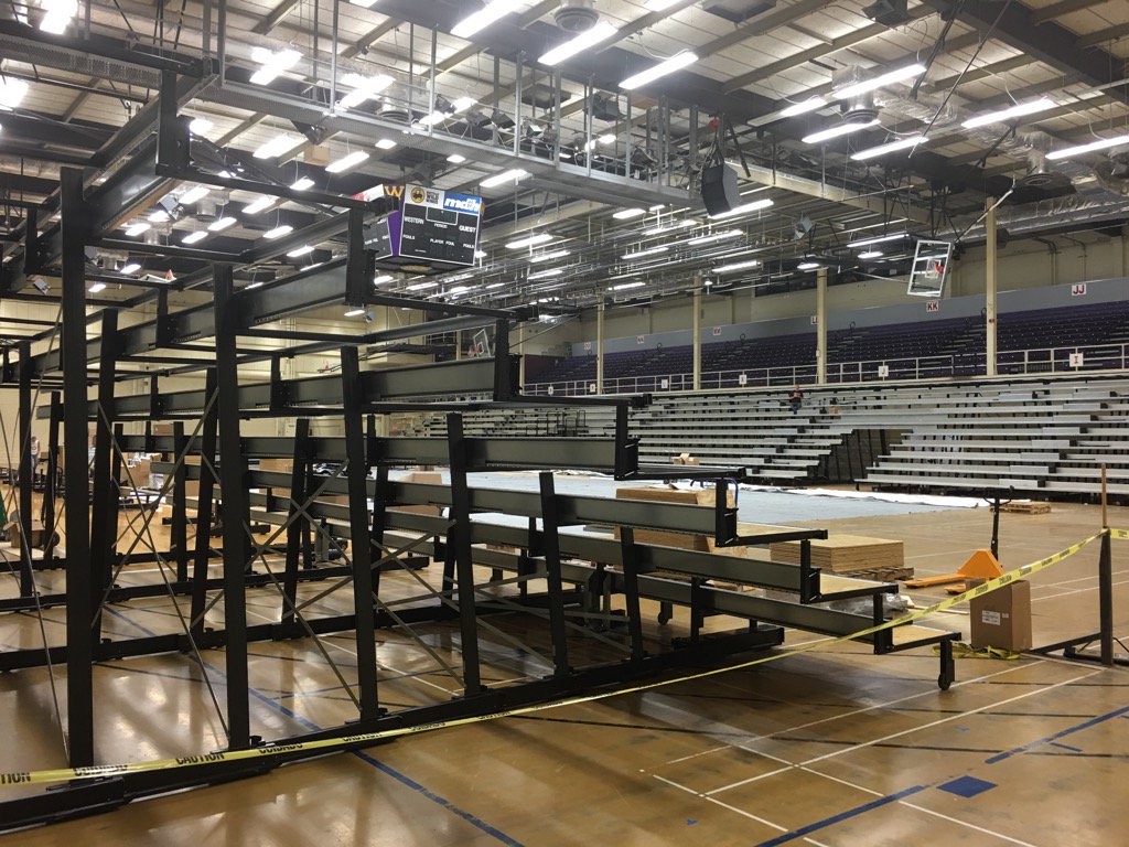 LeatherneckClub's tweet photo. New bleachers continue to take shape at the home of the #Leathernecks! #SeatingProject #W1U https://t.co/eAmWnBgfmL