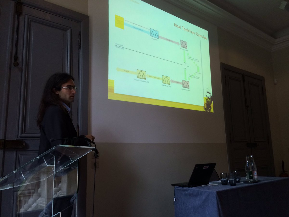 __ftk's tweet photo. Virgile Prevosto concludes the #FramaCDay tech talks with Frama-Clang, a C++ front-end for Frama-C. #OSIS2016 https://t.co/5kZAu4OWbl