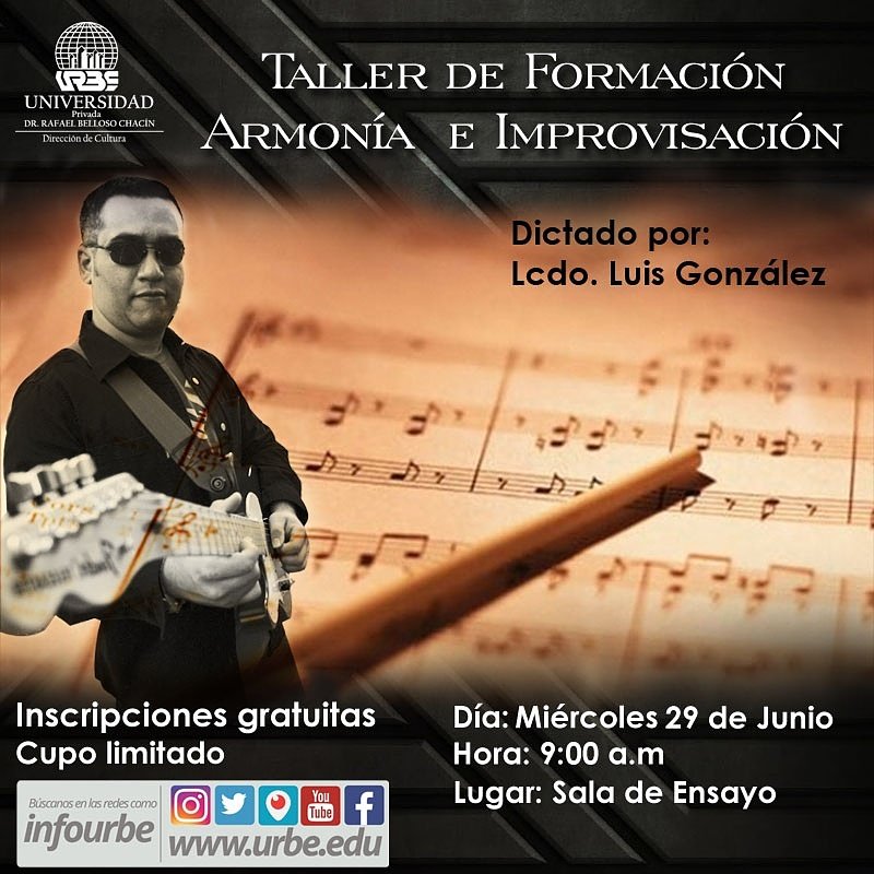 infourbe's tweet photo. La Dirección de Cultura te invita al Taller de Formación: Armonía e Improvisación. Miércoles 29/06. Hora: 9:00 a.m. https://t.co/wioLkq1g7F
