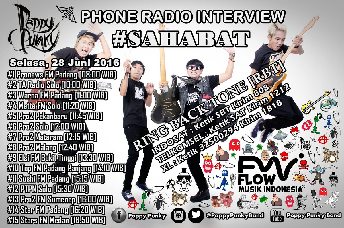 PoppyPunkyBand's tweet photo. Entar pagi kami lanjut lagi semangat #PhoneRadioInterview #PoppyPunky #PromoSahabat #RadioKeren #RingBackTone #RBT https://t.co/cKruHkiA2j