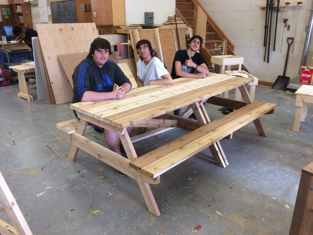 Amita's homework table with #routercarving and #picnictable for #BCSS by Arnold, Robbie and Michael <a href="/bcssbucks/">bcssbucks</a> Nice!