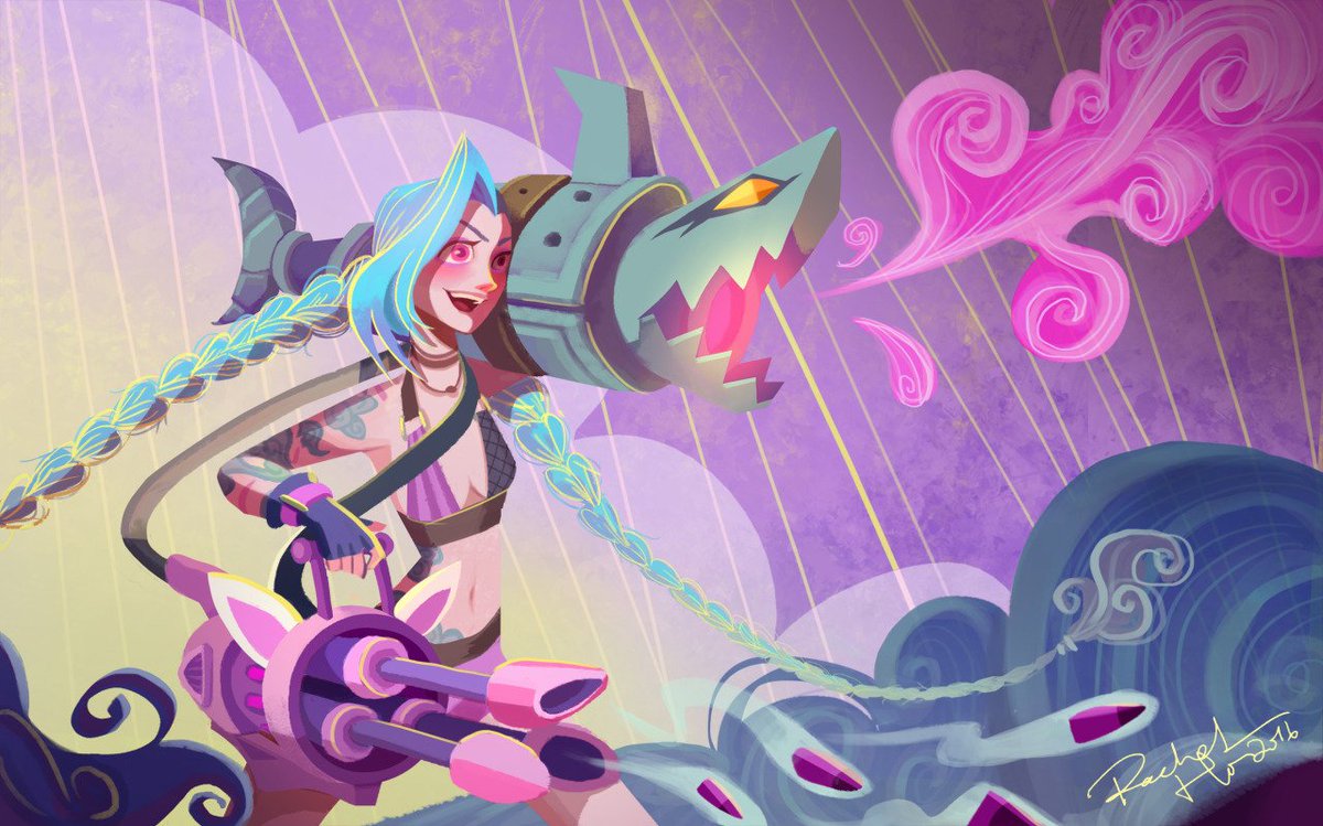 LeagueOfLegends's tweet photo. "Stay still! I'm trying to shoot you!" | Fanart by rachelhofs (https://t.co/VF3c7Vo3Oz) https://t.co/0l4Sy8fk9x