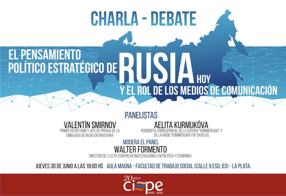 ENPLEncuentro's tweet photo. Charla - Debate: "El pensamiento político estratégico de Rusia hoy y el rol de los Medios de Comunicación" https://t.co/YTFseuBaYO