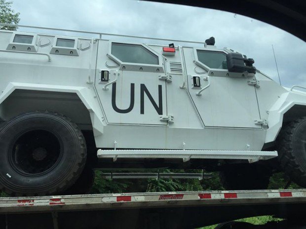 What are military combat UN trucks doing in Virginia?