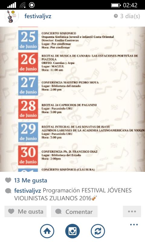No te pierdas las actividades de esta semana! Festival de Jóvenes Violinistas Zulianos 2016