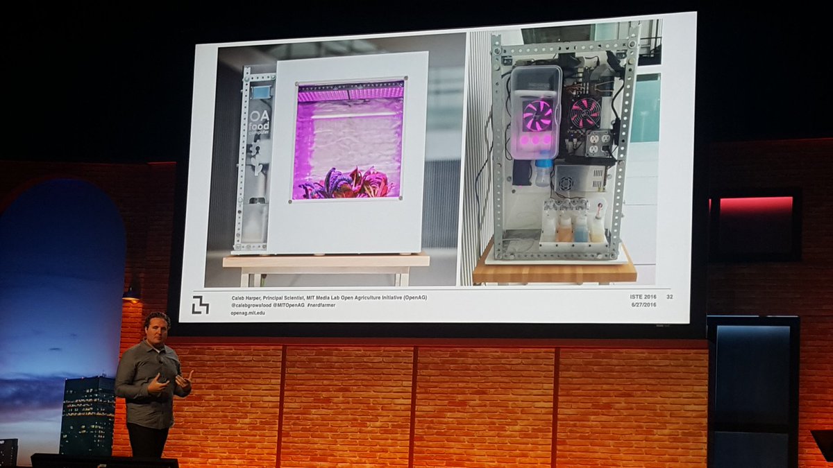 DownsValerie's tweet photo. Listening to @calebgrowsfood talk about using a #growbot food computer to create safe & ecomical food. #edtektalk https://t.co/Me9a9ZOze6