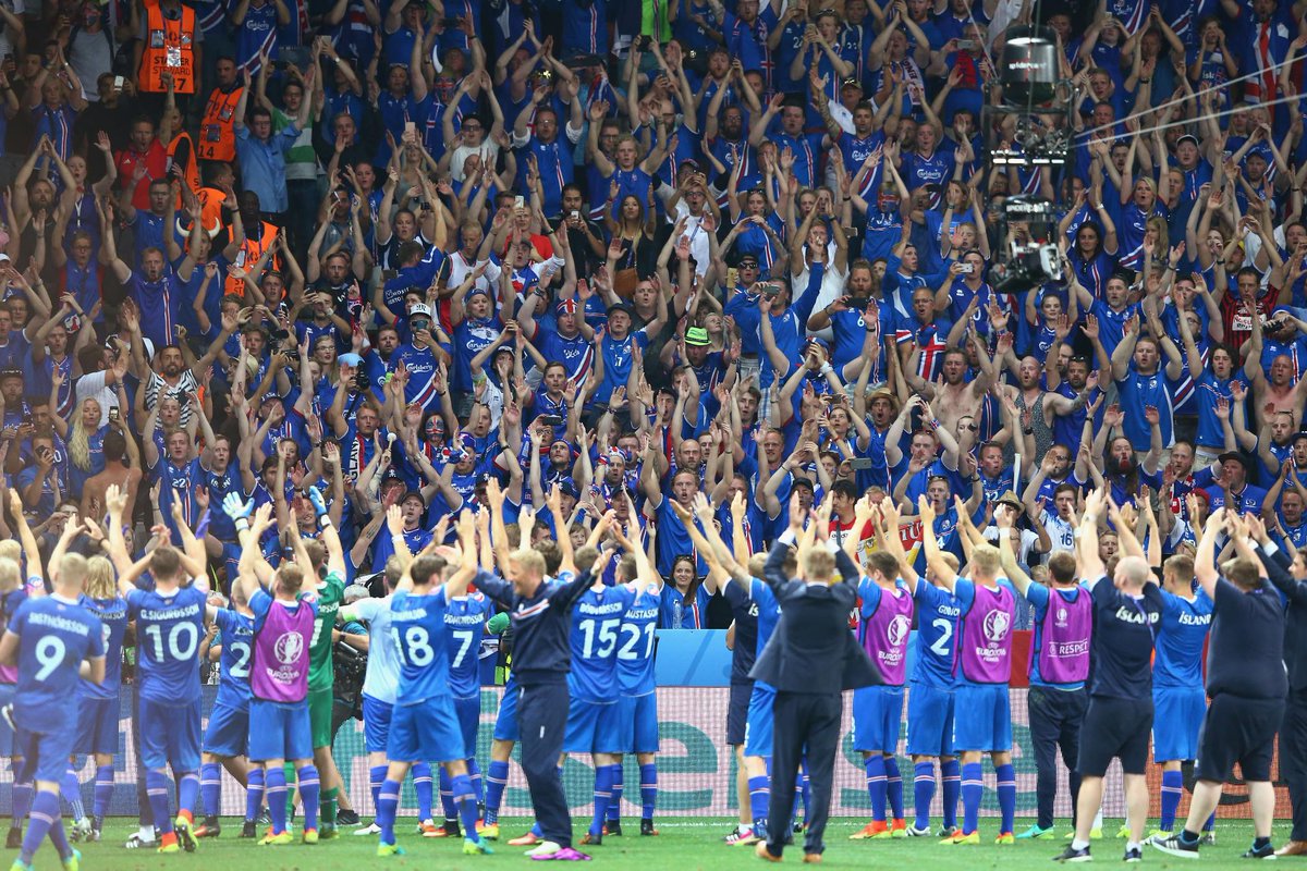 SportsCenter's tweet photo. That moment when you pull off a monumental upset to reach the quarterfinals in your first EUROs. #ISL https://t.co/TzFSa8av9a