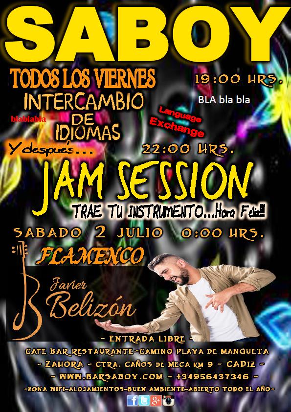 Seguimos con la Jam...el Intercambio...y el sábado Noche Flamenca...Javier Belizon...todo un artistazo...