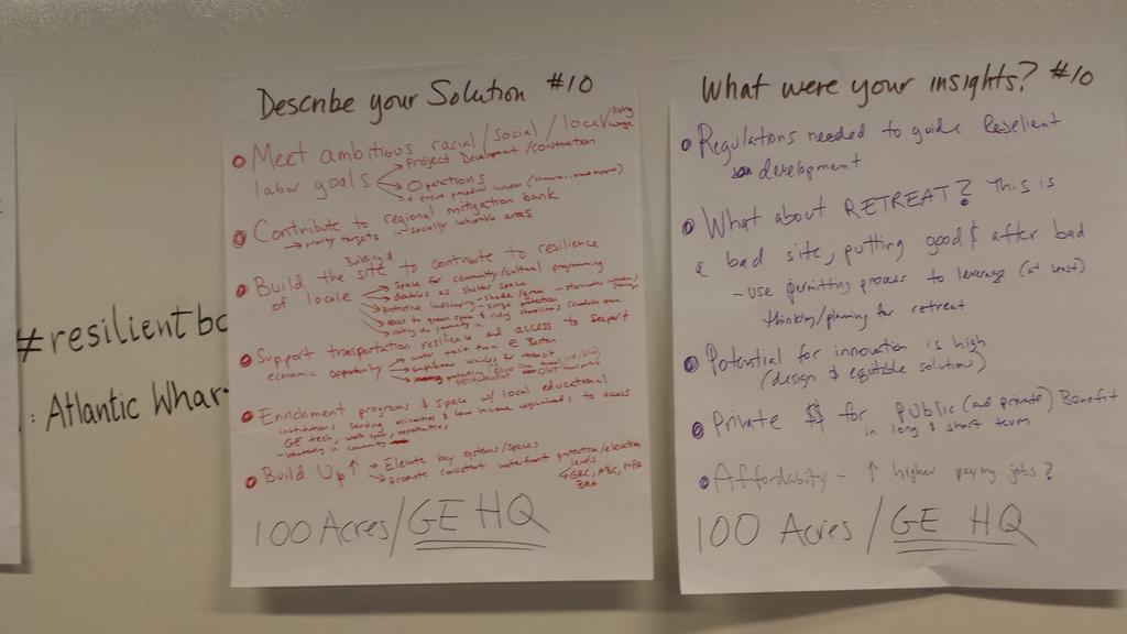 Resilient Boston brainstorming workshop breakout group recs for <a href="/generalelectric/">General Electric</a> HQ <a href="/BostonHarborNow/">Boston Harbor Now</a> #resilientbos