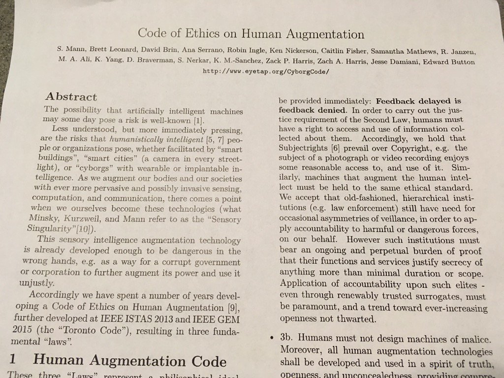 cfcmedialab's tweet image. Code of Ethics on Human Augmentation @Hydraulist @VRToronto #VRTOC2016 #HAcode