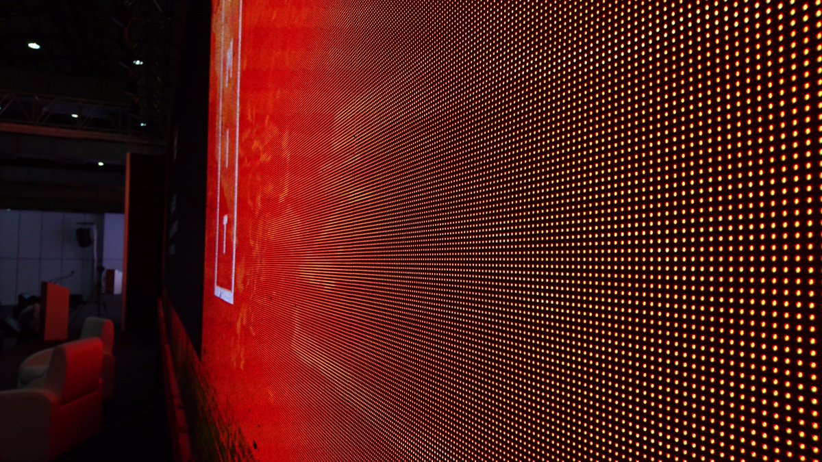 Millions of LEDs on the big screen at #AWSSummit ready to be lit for the big day in Mumbai, India