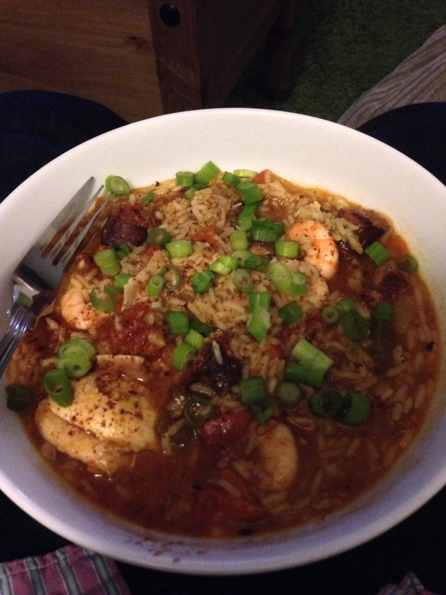 willraymond11's tweet photo. @bradfordmc slightly moister than intended but loving your book so far - Jambalaya for dinner tonight! Yum https://t.co/ZkQWrUa7ml