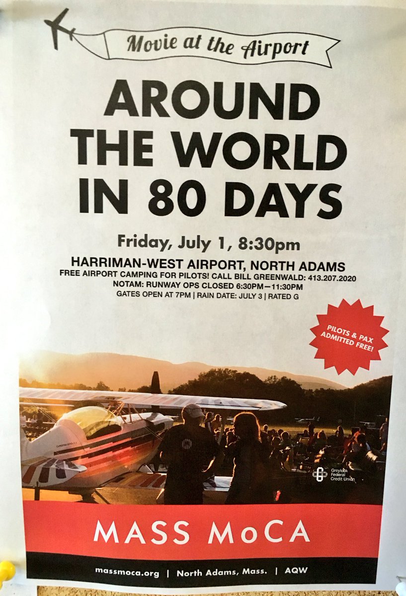 TrekNewEngland's tweet photo. 7/1 @MASS_MoCA will b holding movie night @ the airport. free #camping @FlynMA @BerkshiresToday @nbCC1 #flyordrive https://t.co/YqDwIu8AiF