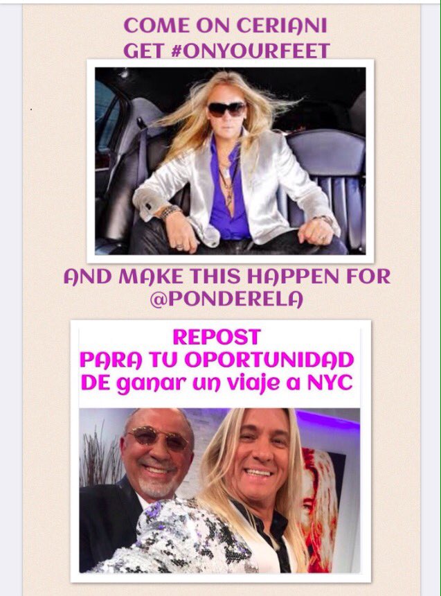 #CerianiEnMega ahora a las 7pm <a href="/javierceriani/">JAVIER CERIANI</a> tu sabes que te contaria de #onyourfeet desde NY #CerianiConcurso