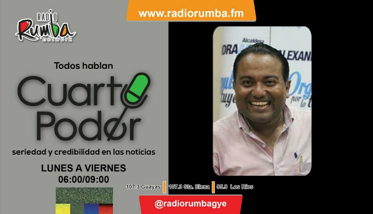 Radio Rumba 107.3 FM (@radiorumbaec) on Twitter photo Este martes 08h00 en #CUARTOPODER @radiorumbagye Santiago Salazar, Consejo de Seguridad de Durán <a href="/AlcaldiaDuran/">Alcaldía de Durán</a> Este martes 08h00 en #CUARTOPODER @radiorumbagye Santiago Salazar, Consejo de Seguridad de Durán <a href="/AlcaldiaDuran/">Alcaldía de Durán</a>
