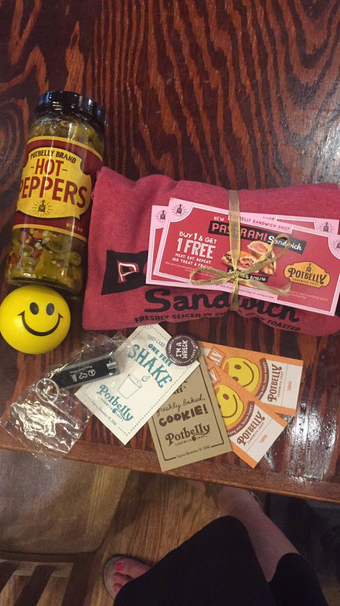 EverydayApril's tweet photo. Awesome swag from @Potbelly at the #Foodiechats meet up @Foodiechats - can't wait to try the new #pastrami sandwich! https://t.co/3SNAdUdgzb