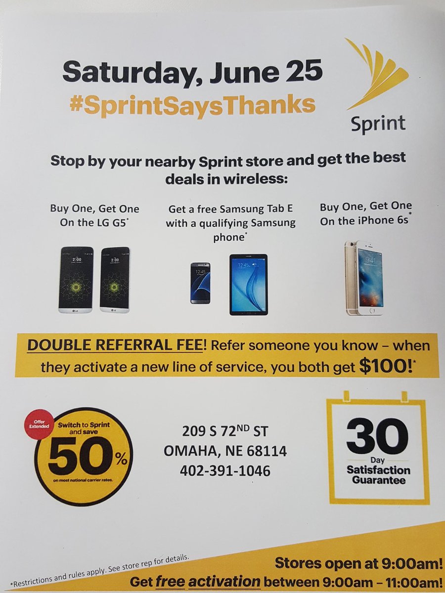 AveryRoseBuck's tweet photo. BIG party at Sprint on 72nd &amp; Dodge this Saturday! #SprintSaysThanks @HoosierCrouch @TeamTNT @mmcmahon09 https://t.co/EBcRv1sMeH