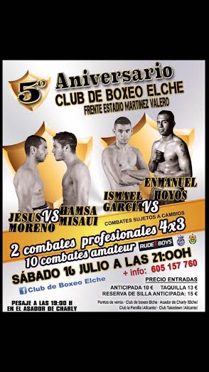 boxeoevolution's tweet image. Veladon! El sabado 16 de Julio en @clubdeboxeoelche!! @MartnezKiko #boxeo