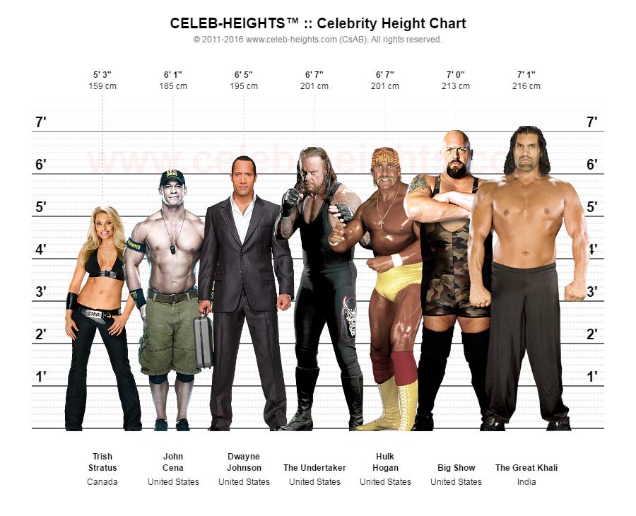 Celebrities Height Charts Wwe And Tna Male Wrestlers Height.