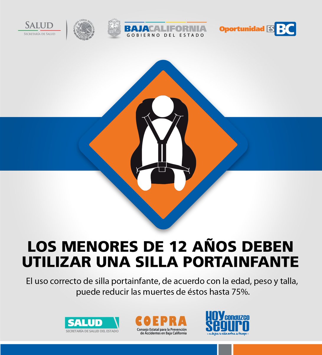 CoepraBC's tweet photo. Usar correctamente la silla portainfante, de acuerdo con la edad, peso y talla, reduce las muertes de éstos un 75% https://t.co/XKpF5Oyf2t