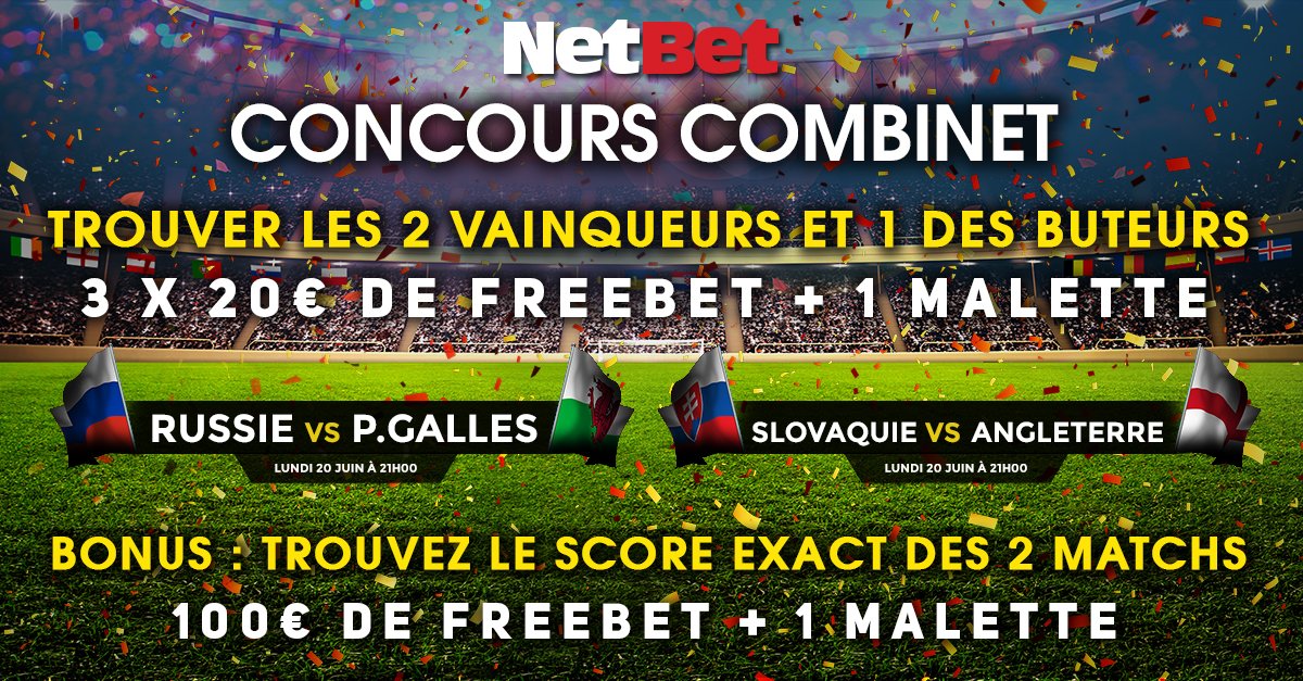 NetBet_FR's tweet photo. CONCOURS CombiNet !!!!!!!
Le concours est accepté si nous avons + de 130 RT !
RT + Follow + Likez + Votre réponse 👌 https://t.co/4RIz2eVhhd