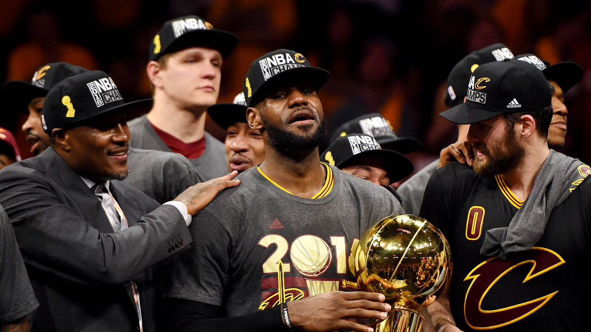 Playerline's tweet image. LeBron James brings NBA Championship to Cleveland bit.ly/28L2IET