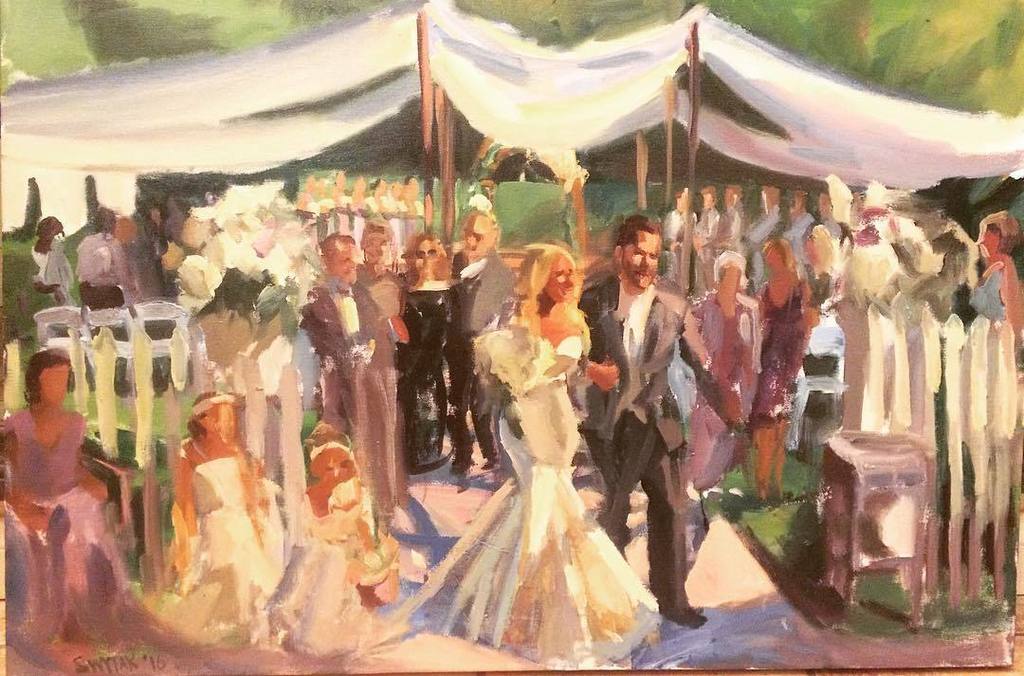 Saturday's wedding ceremony <a href="/m_gardens/">Motivational Garden</a> completed on site! 24 x36" oil on canvas. Without post-event work in the stu…