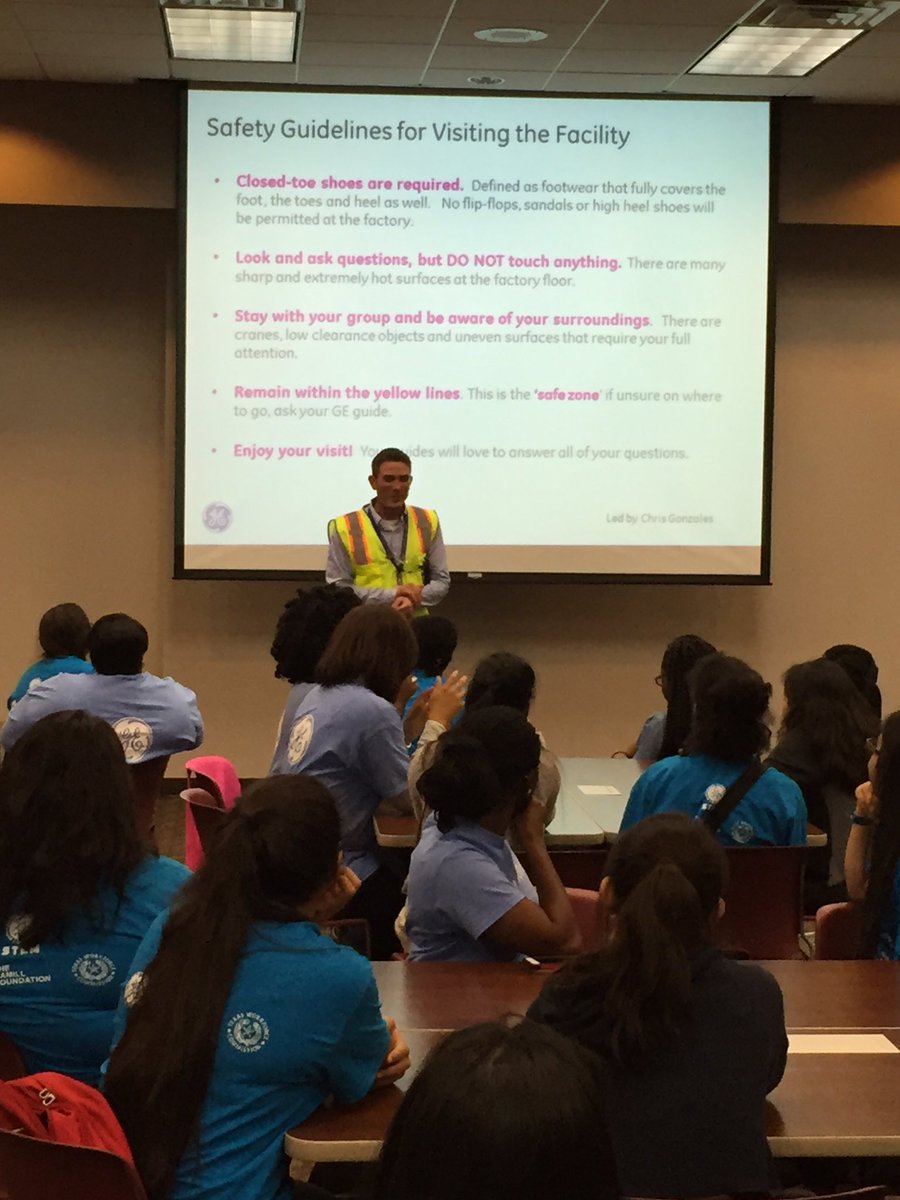 pinkladybug78's tweet photo. Safety Moment with NHR Plant Manager "protect your eyes, ears, nose, and toes" @ge_oilandgas #GEGirlsDay https://t.co/xvhc2Myw61