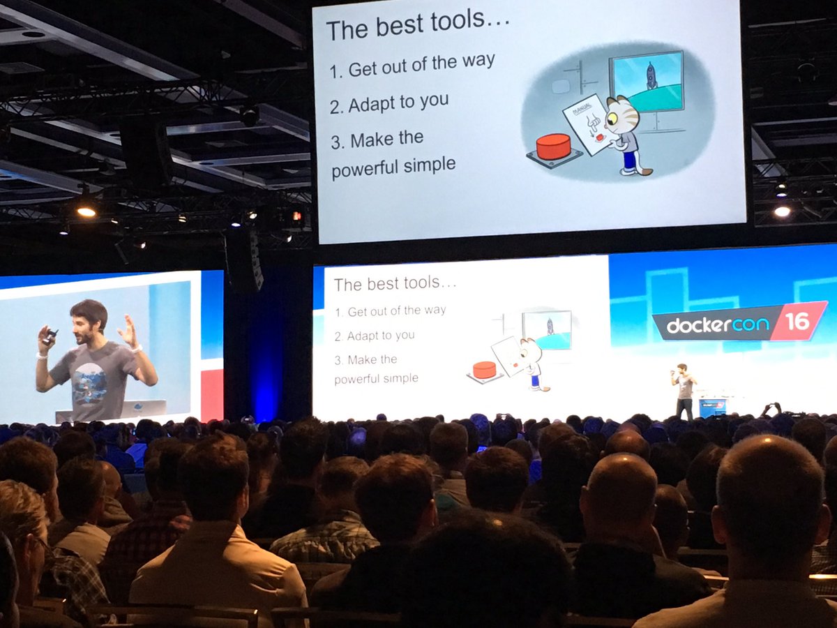 arungupta's tweet image. Excellent tips from @solomonstre for building best tools #SimpleIsPowerful #DockerCon