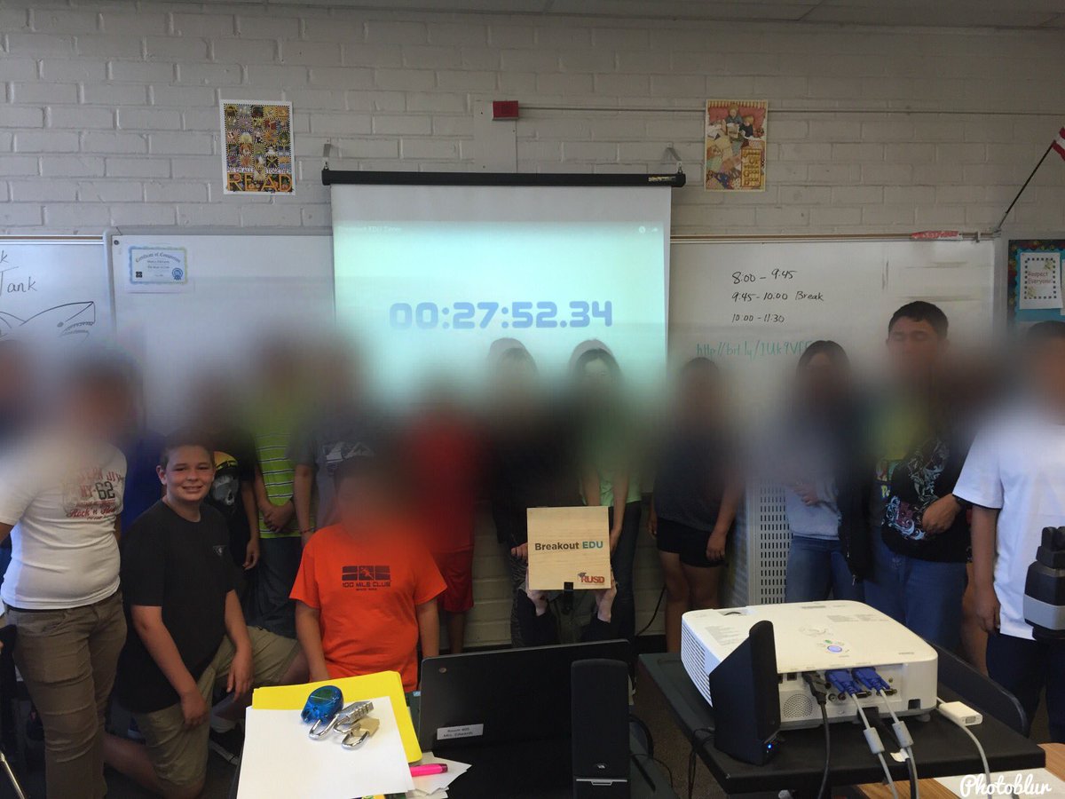 Mrs_S_Edwards's tweet photo. They broke out! I was impressed with how thy solved clues  I thought would be challenging. #Breakoutedu @EdTechAri https://t.co/l8pAA1zWpC